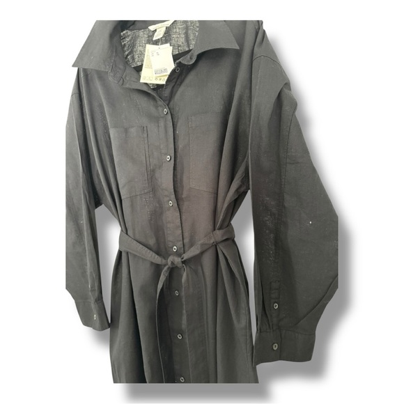 β¨ H&M Black Linen Blend Shirt Dress β Size XL β¨ - Picture 4 of 7